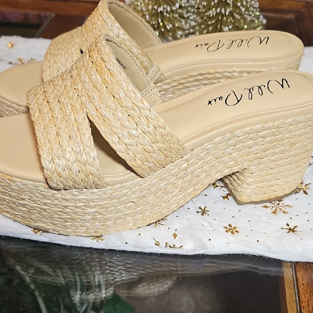 Wild Pair Beige Woven Platform Sandals